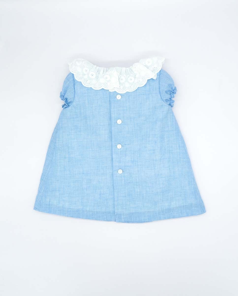 цена Хлопковое платье для девочки с рюшами на воротнике Fina Ejerique, синий