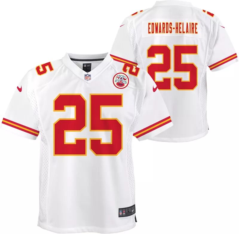 

Белая игровая майка Nike Youth Kansas City Chiefs Clyde Edwards-Helaire # 25