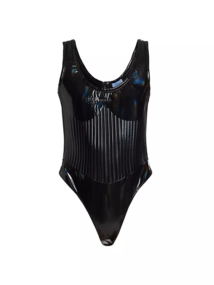 Боди с глянцевым тиснением Mugler, черный