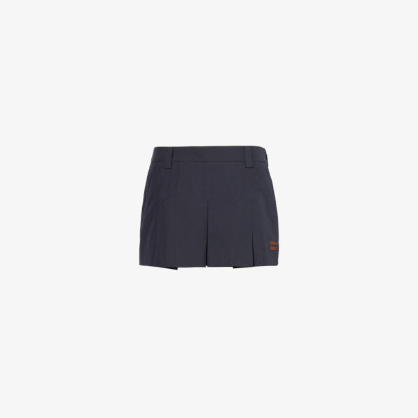 

Мини-Юбка Brand-Patch из хлопковой смеси Miu Miu, синий