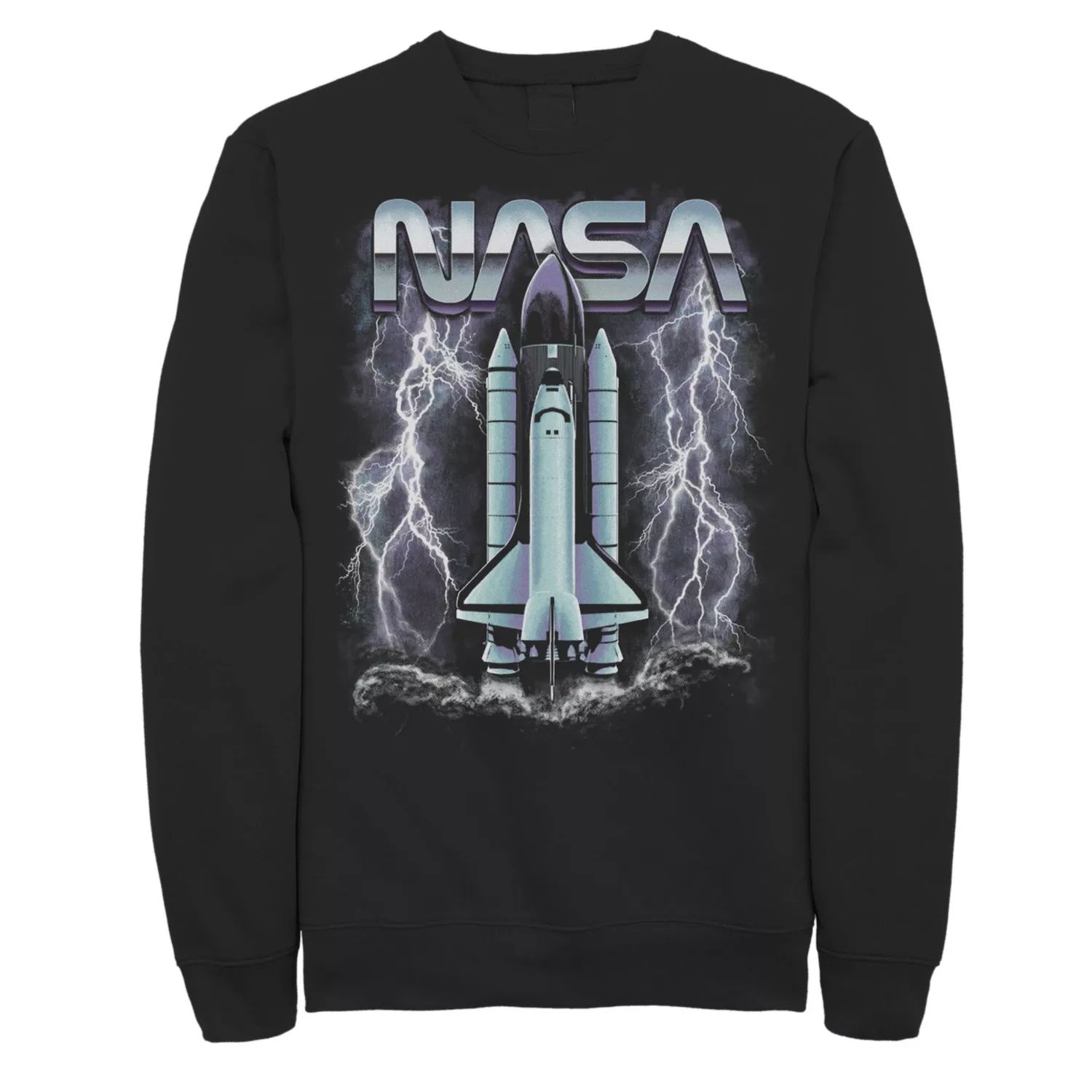 Мужской флисовый пуловер с графическим рисунком Ракетный корабль НАСА, пораженный молнией Licensed Character