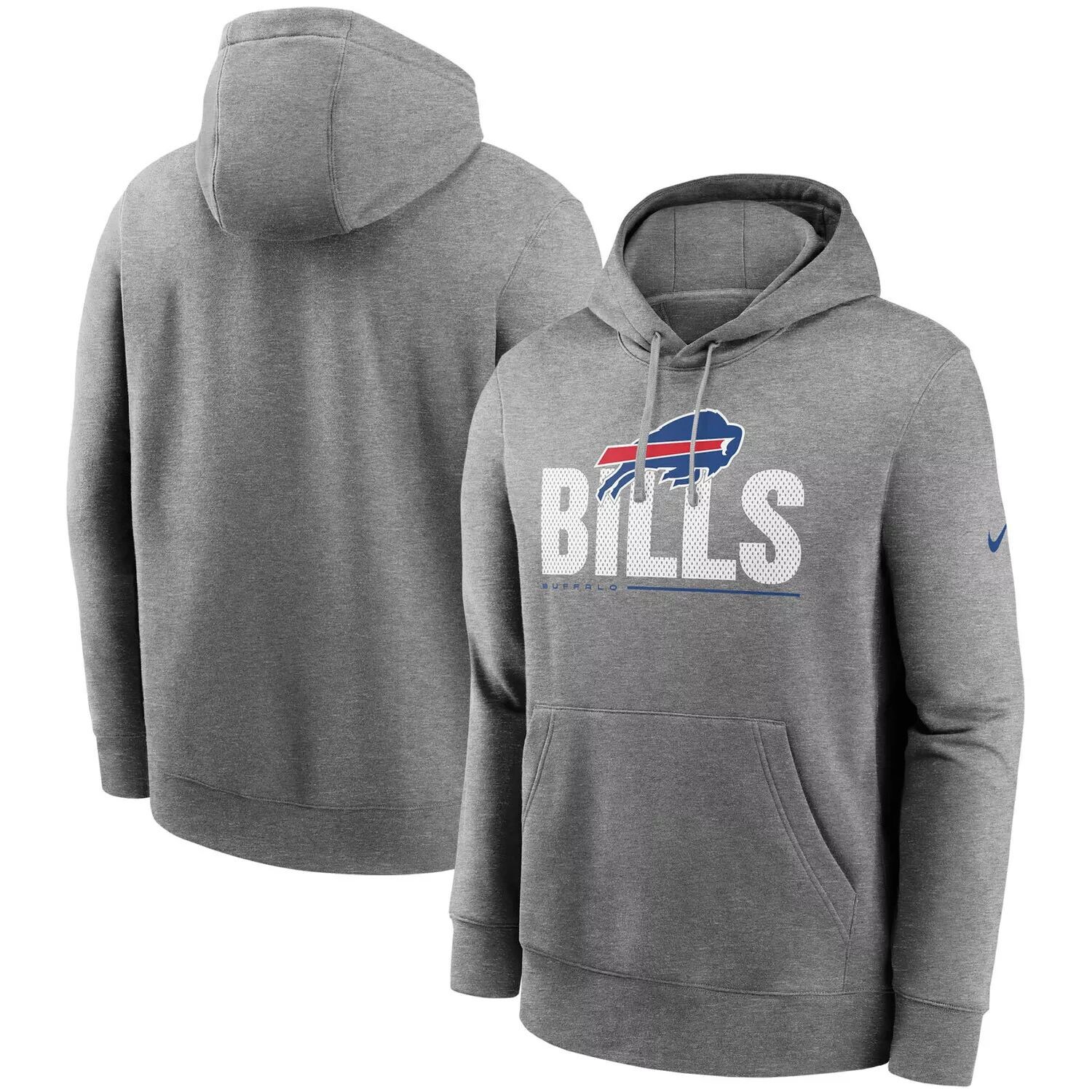 

Мужской темно-серый пуловер с капюшоном Buffalo Bills Team Impact Club Nike