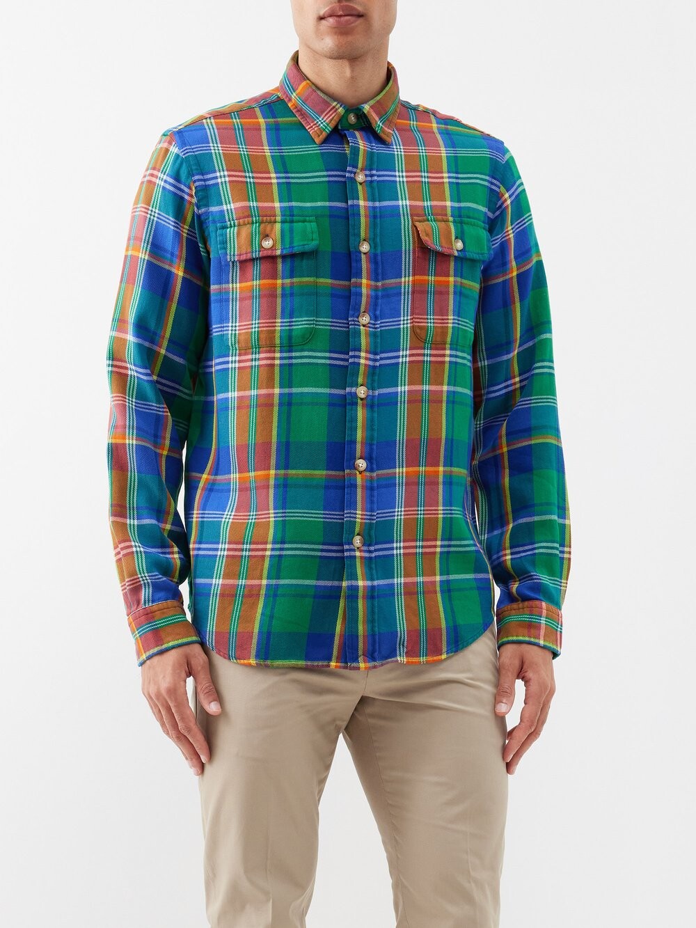 

Рубашка из хлопковой фланели в клетку ranch Polo Ralph Lauren, зеленый