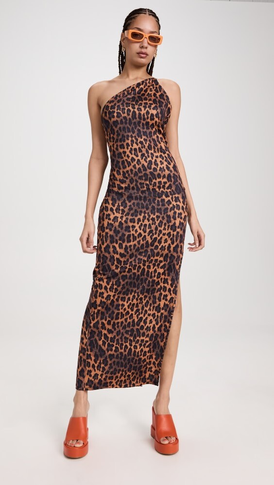 

Платье макси Victor Glemaud Strappy One Shoulder, леопардовый