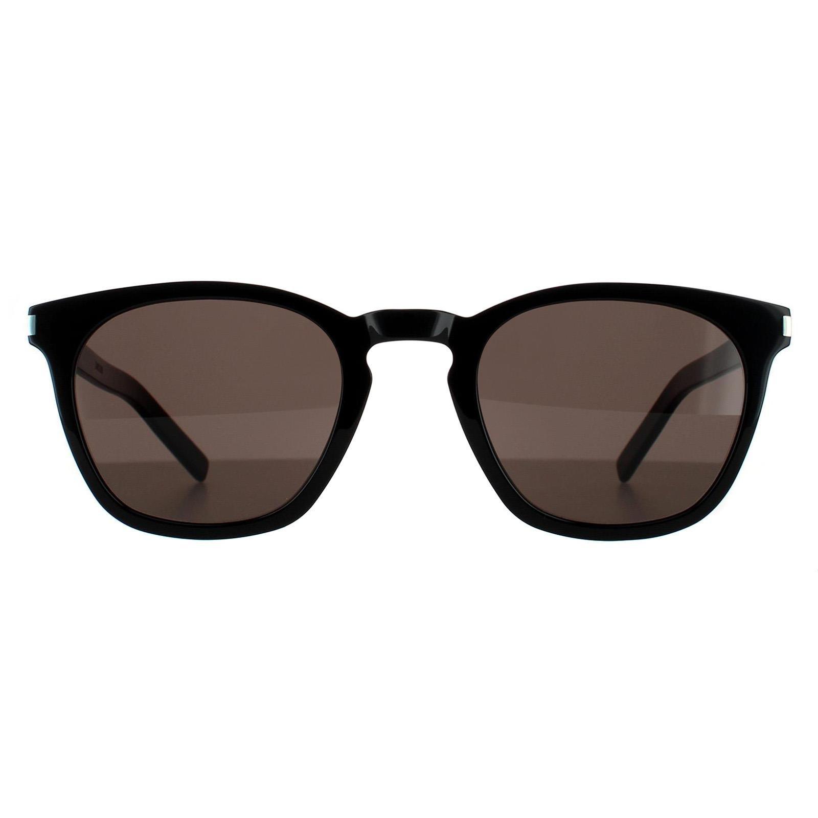 Квадратные черные серые солнцезащитные очки Saint Laurent, черный