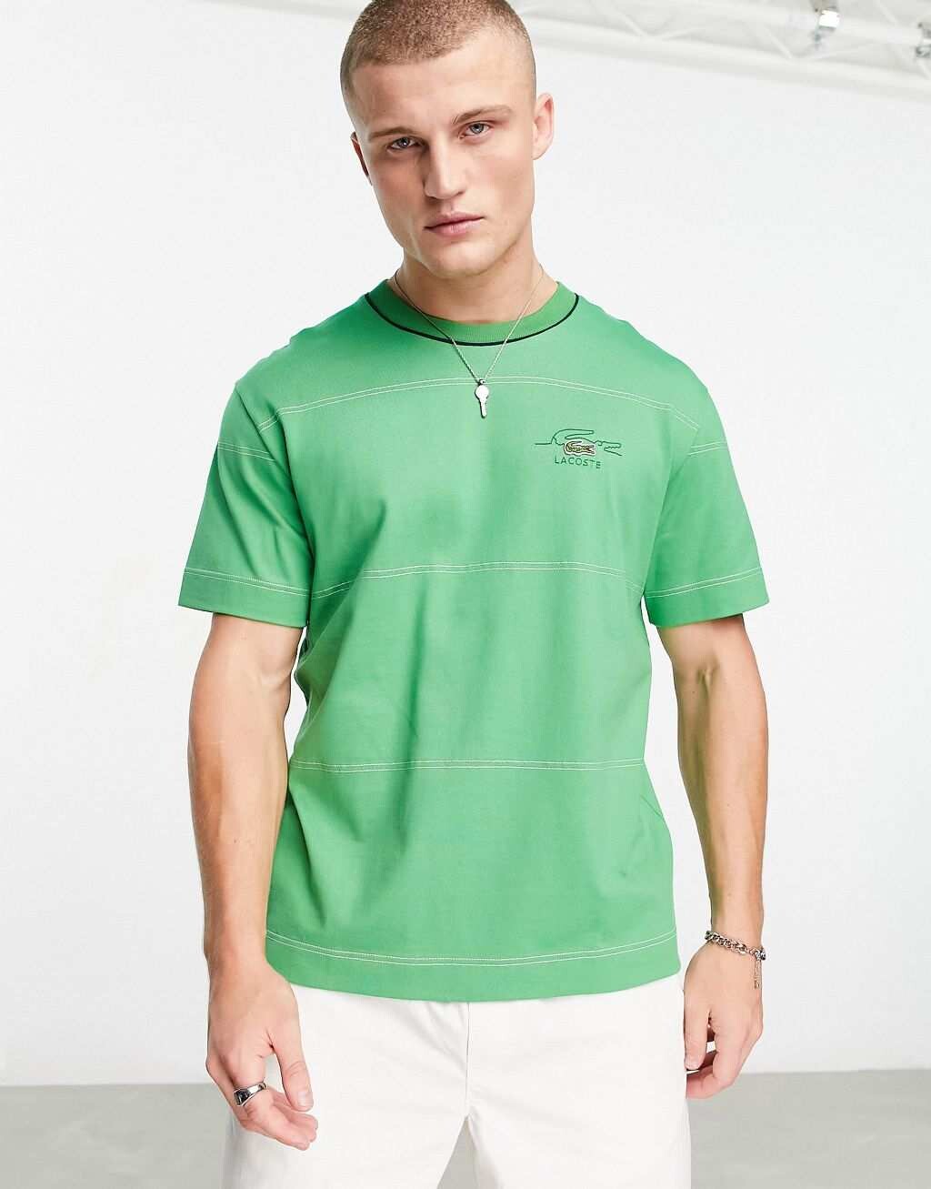 

Зеленая футболка свободного кроя Lacoste в теннисном стиле, Зеленый