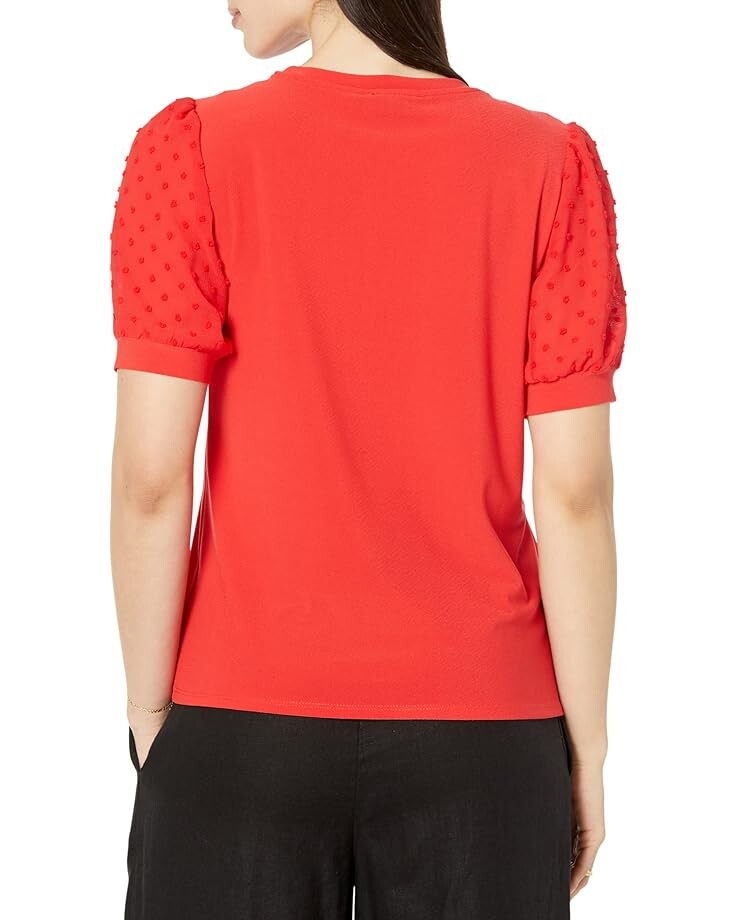 

Топ CeCe Puff Sleeve Mix Media Knit Top, цвет Fireball