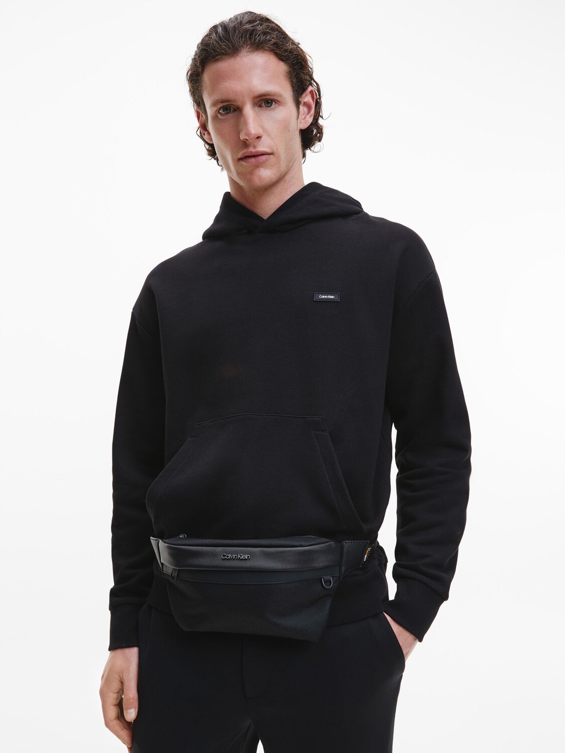 

Комфортная хлопковая толстовка с капюшоном Calvin Klein, черный