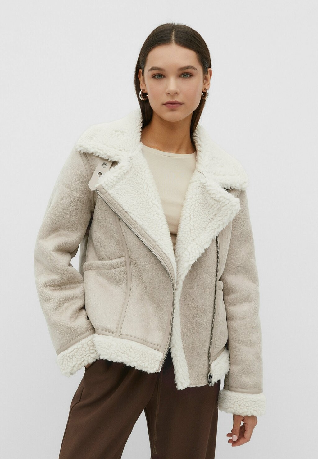 

Куртка из искусственной кожи Aviator Stradivarius, цвет dark grey
