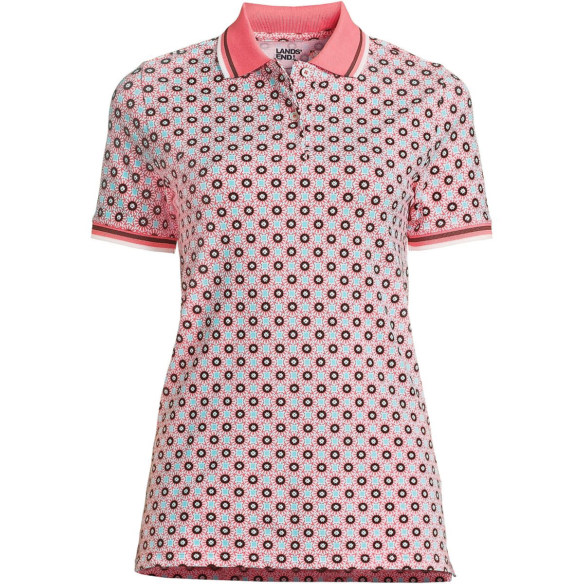 Женская рубашка-поло из сетчатого хлопка с короткими рукавами Lands' End