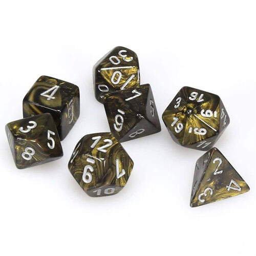 

Игровые кубики Poly 7 Set: Leaf Black Gold/Silver Chessex
