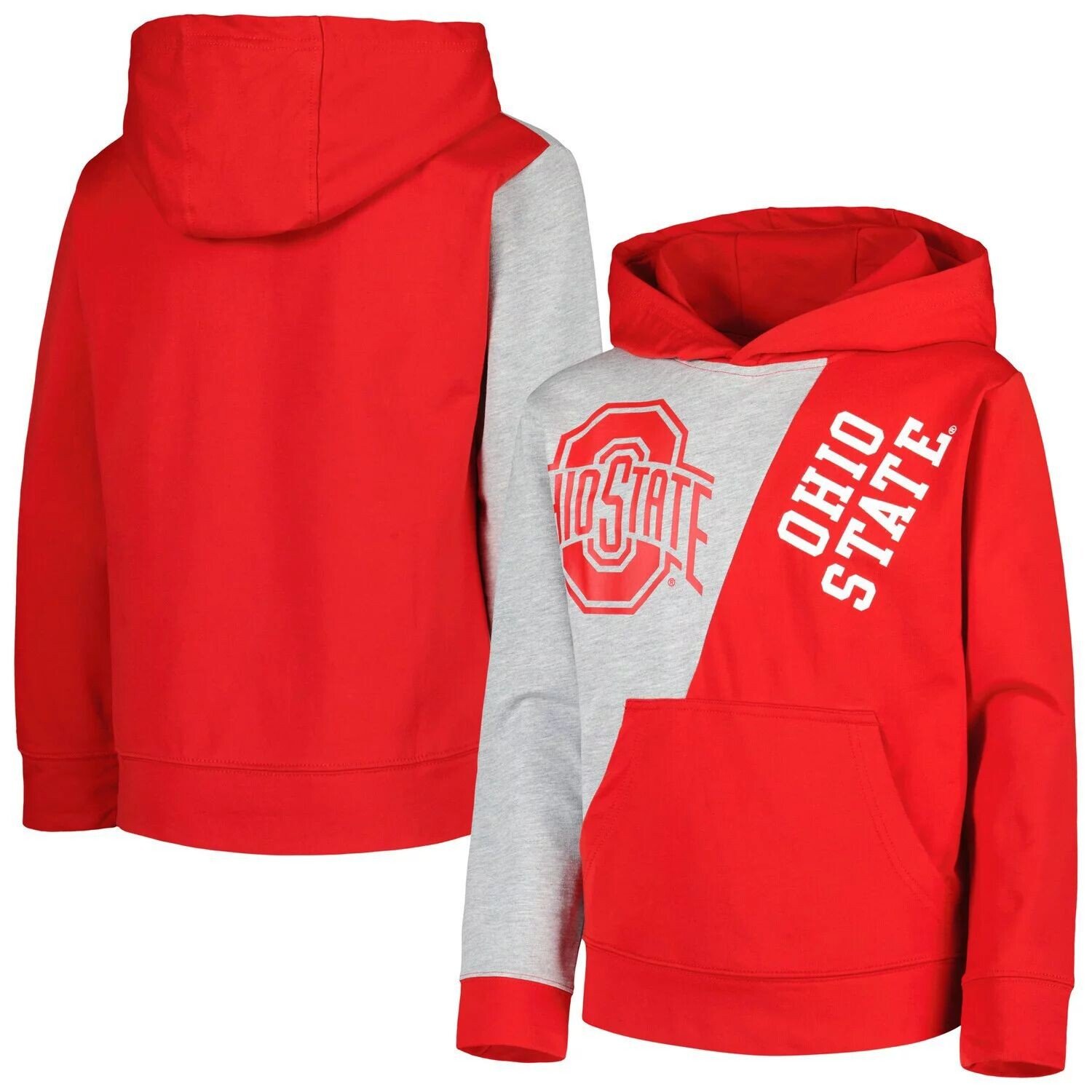 

Мужской пуловер с капюшоном Heather Grey/Scarlet Ohio State Buckeyes Unrivaled Outerstuff