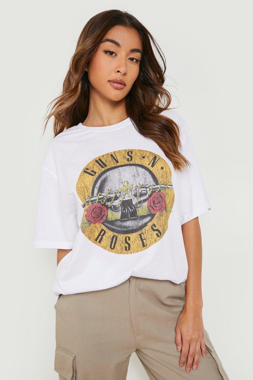 

Футболка оверсайз guns n roses Boohoo, белый