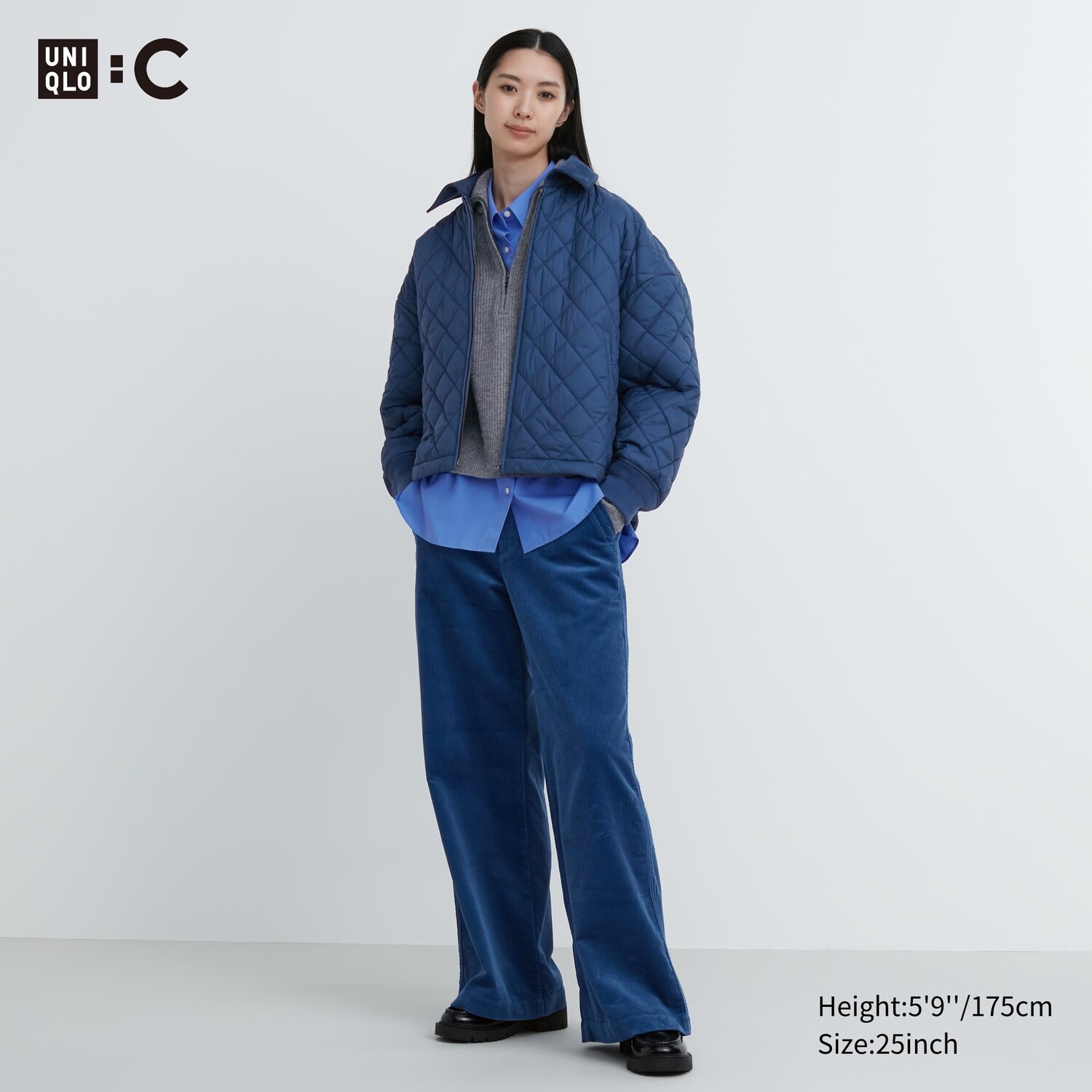 

Вельветовые широкие брюки Uniqlo, синий