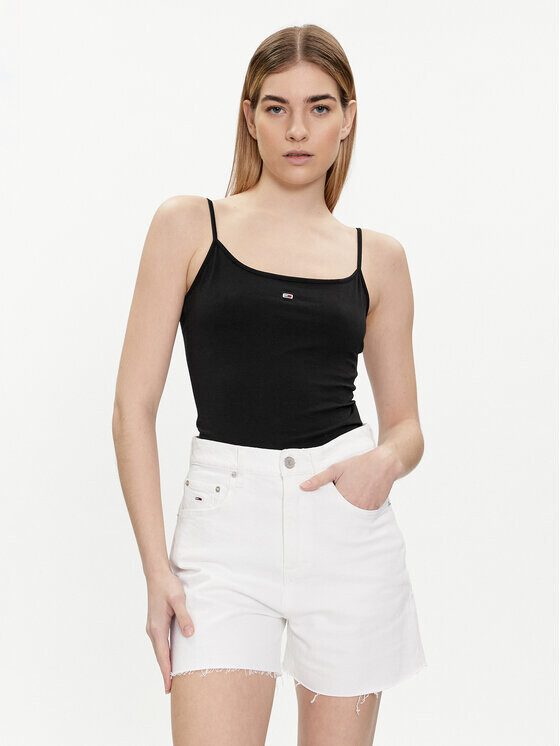 

Топ приталенного кроя Tommy Jeans, черный