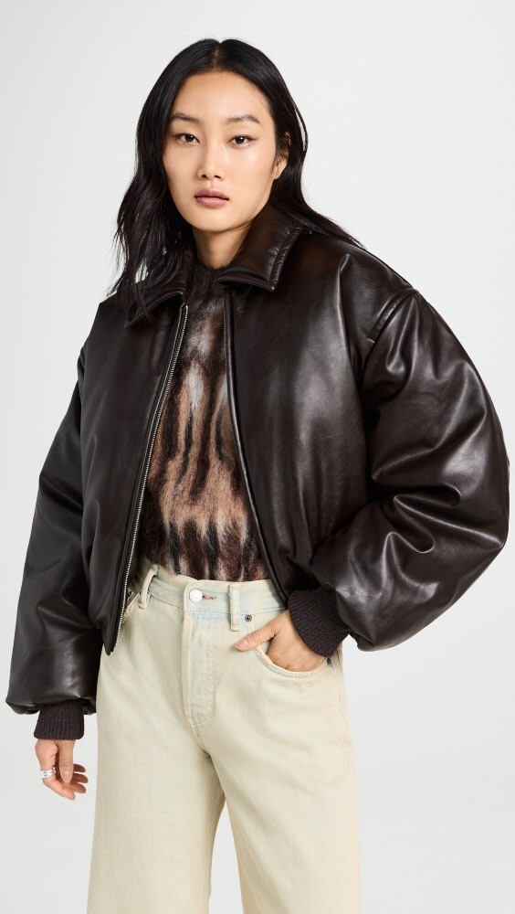 

Куртка Acne Studios Faux Leather Bomber, коричневый