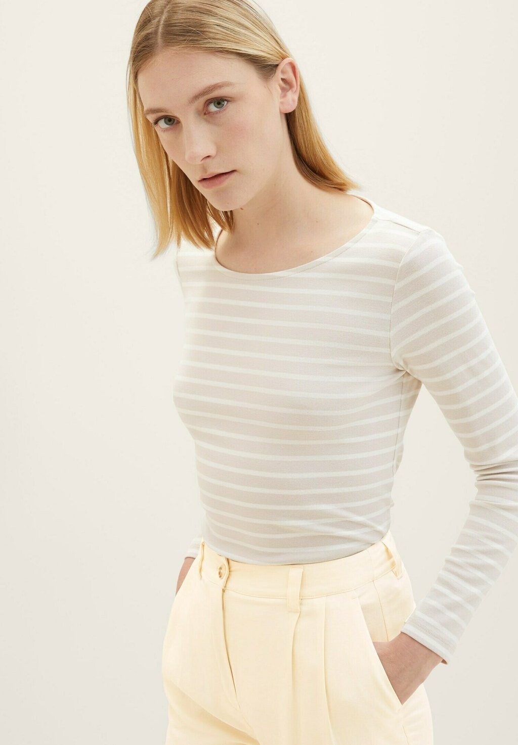 

Рубашка с длинными рукавами TOM TAILOR, цвет grey offwhite stripe