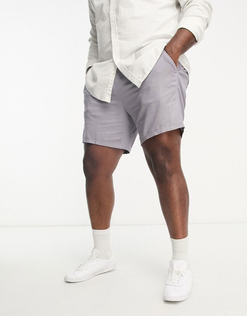 

Синие узкие льняные шорты средней длины ASOS DESIGN