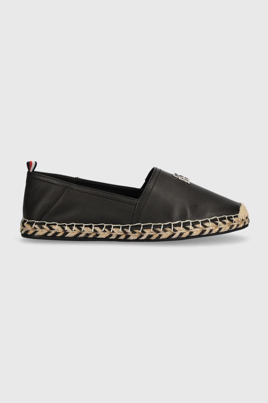 

TH LEATHER FLAT ESPADRILLE кожаные эспадрильи Tommy Hilfiger, черный