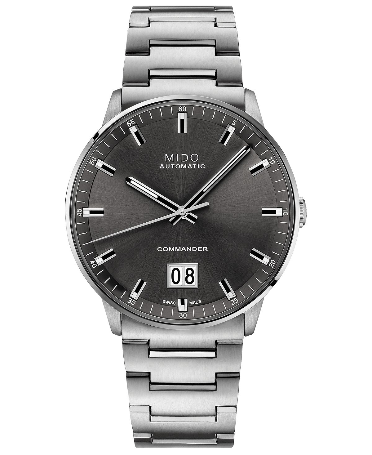 цена Мужские швейцарские автоматические часы Commander II BigDate с браслетом из нержавеющей стали, 42 мм Mido