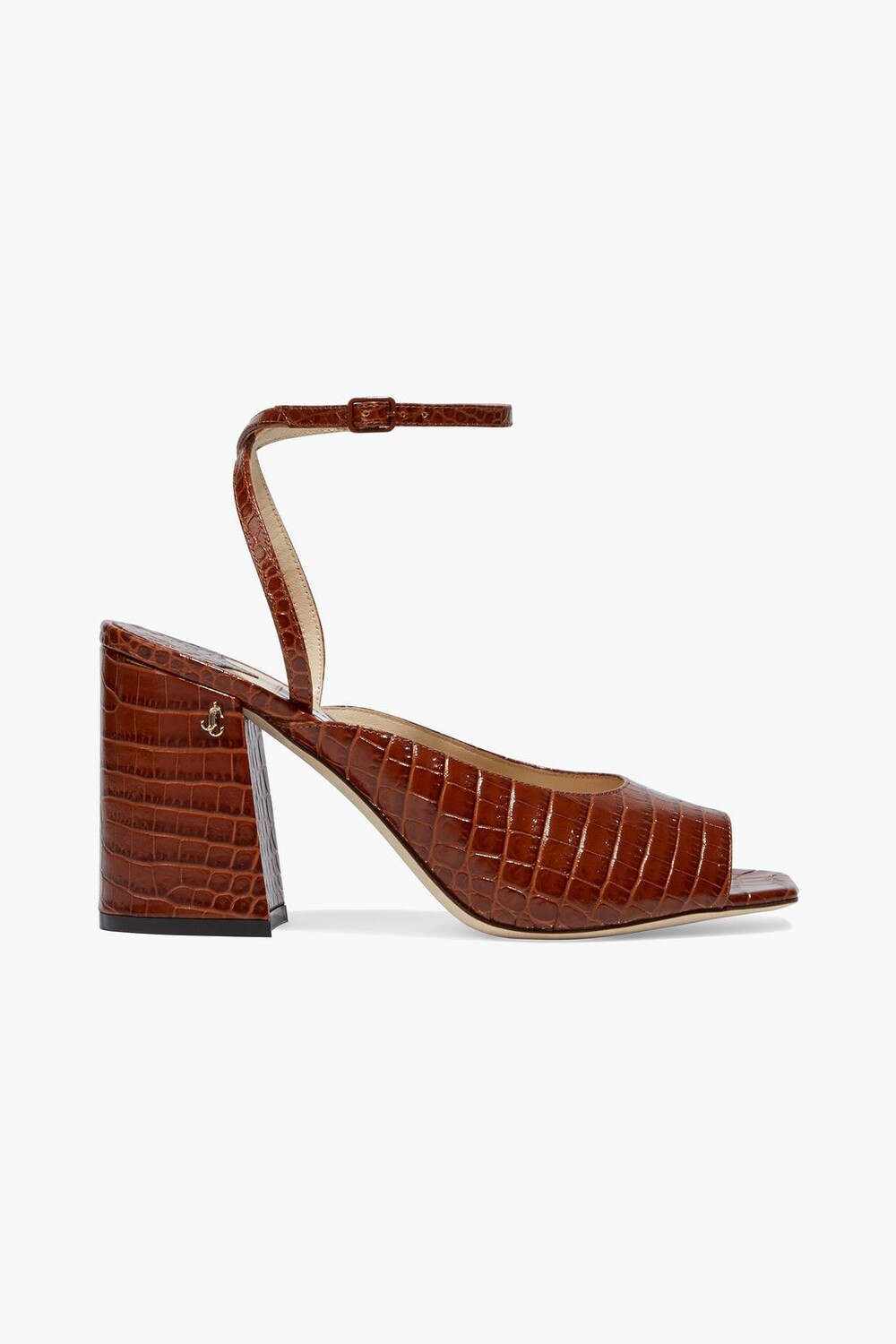 

Сандалии Jassidy 85 с тиснением под кожу крокодила JIMMY CHOO, коричневый