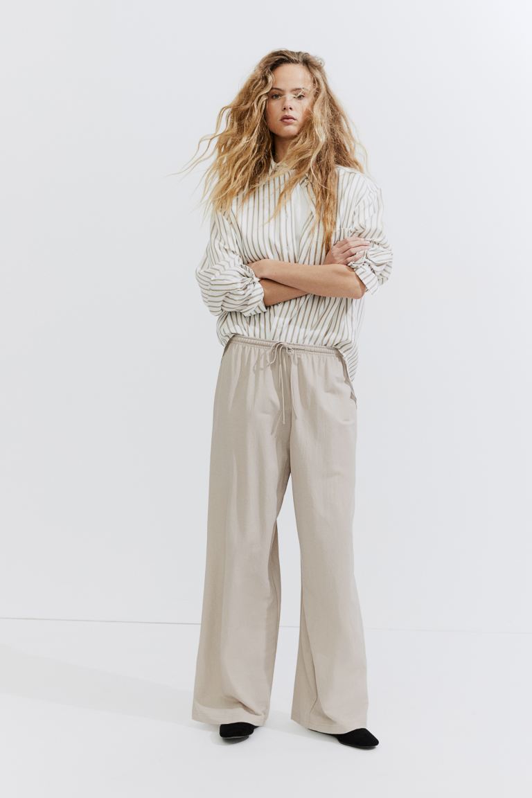 Широкие брюки без застежки H&M, серый женские элегантные длинные свободные брюки винтажные женские брюки с высокой талией и широкими штанинами повседневные уличные брюки вес