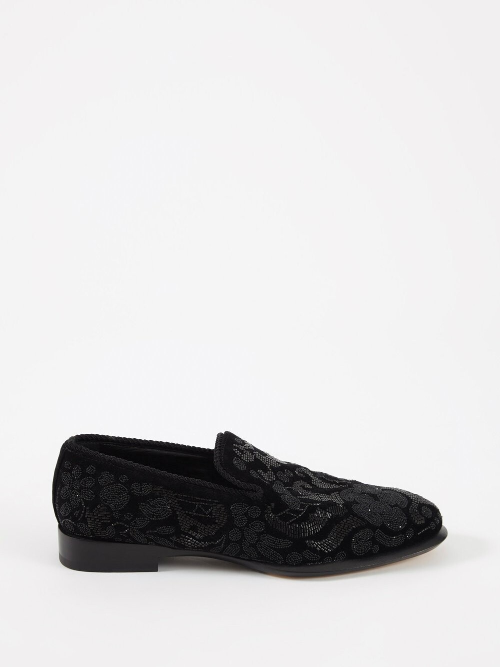 

Бархатные лоферы с бисером Alexander McQueen, черный
