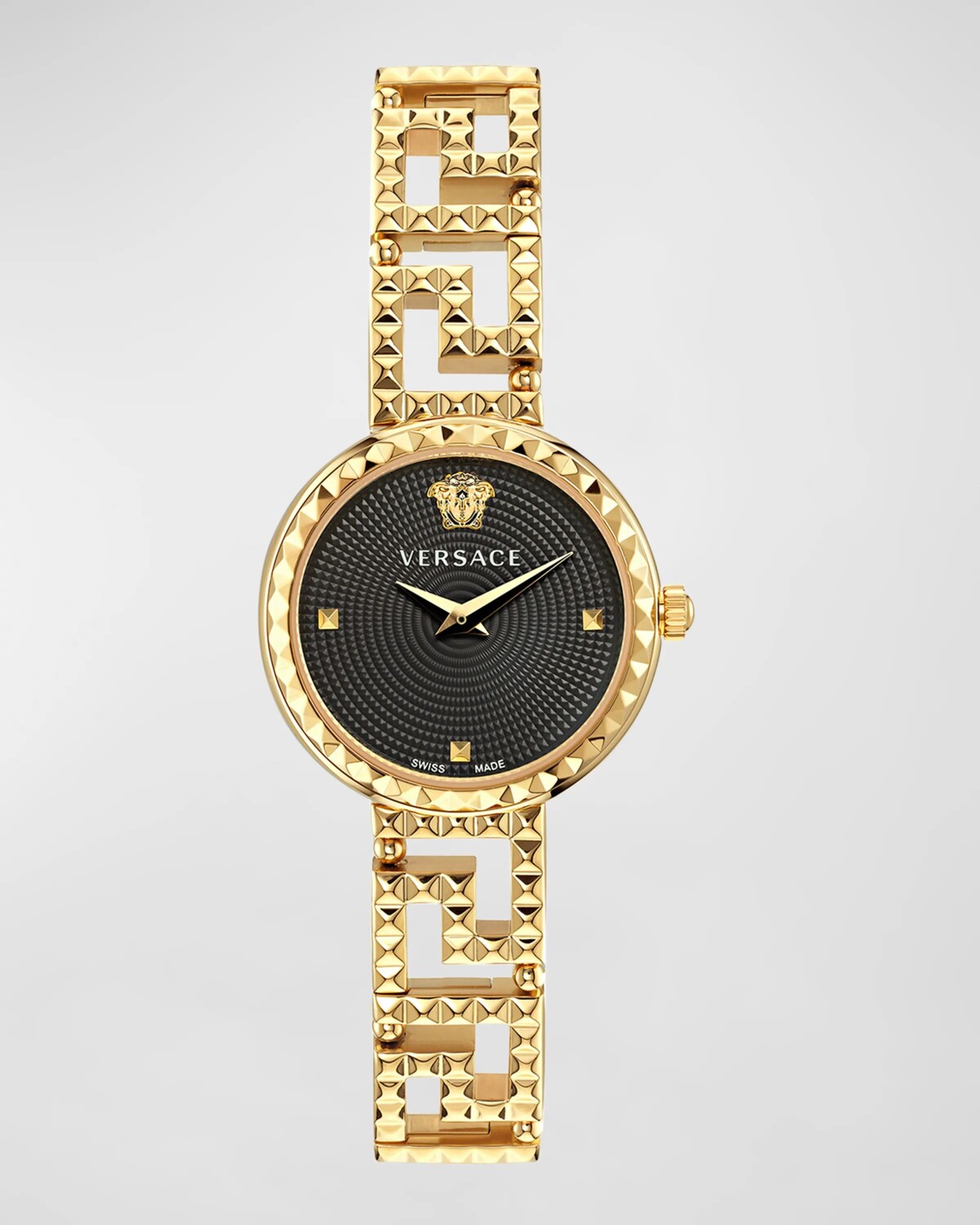 

Часы Greca Goddess с ремешком-браслетом, 28 мм, черные Versace, цвет Ip Yellow Gold