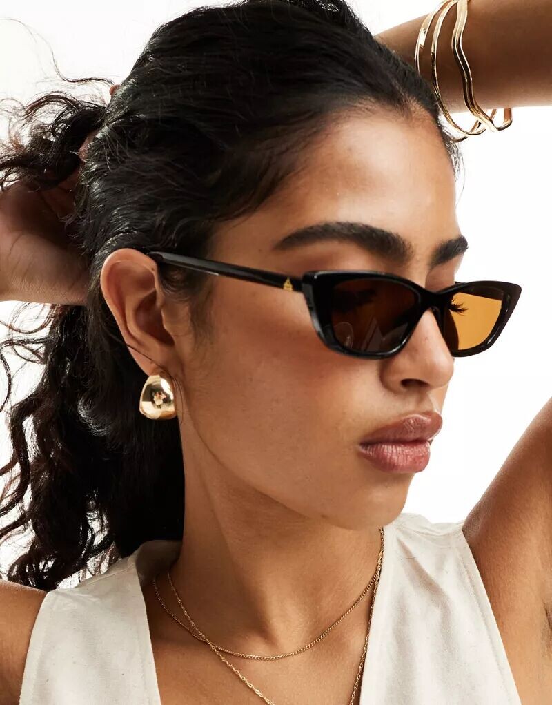 

Черные узкие солнцезащитные очки из титана AIRE X ASOS с коричневыми линзами