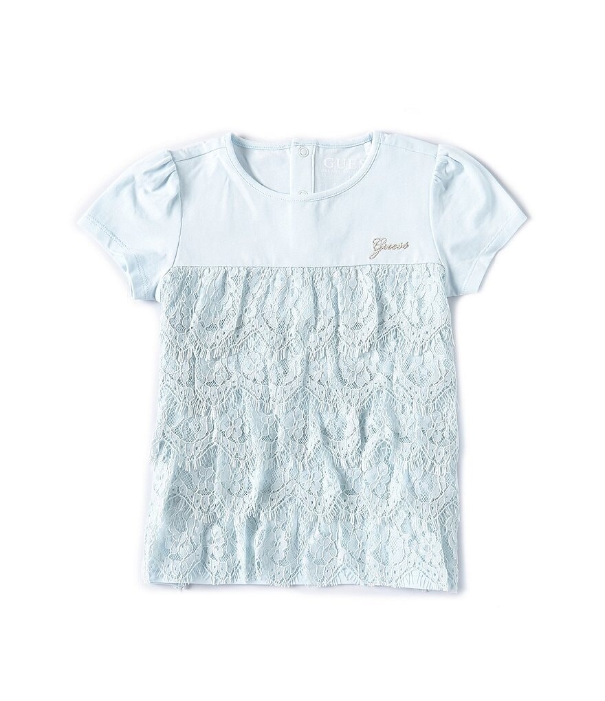 

Многоярусная кружевная футболка Guess Little Girl 2T-7 с короткими рукавами, синий