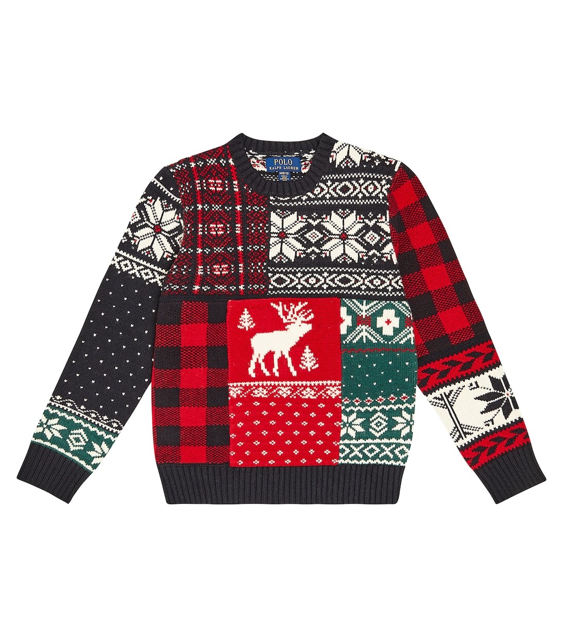 

Свитер из смеси шерсти и хлопка в стиле пэчворк Polo Ralph Lauren Kids, мультиколор