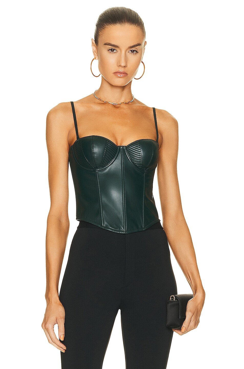 

Топ Fleur Du Mal Vegan Leather Bustier, цвет Evergreen