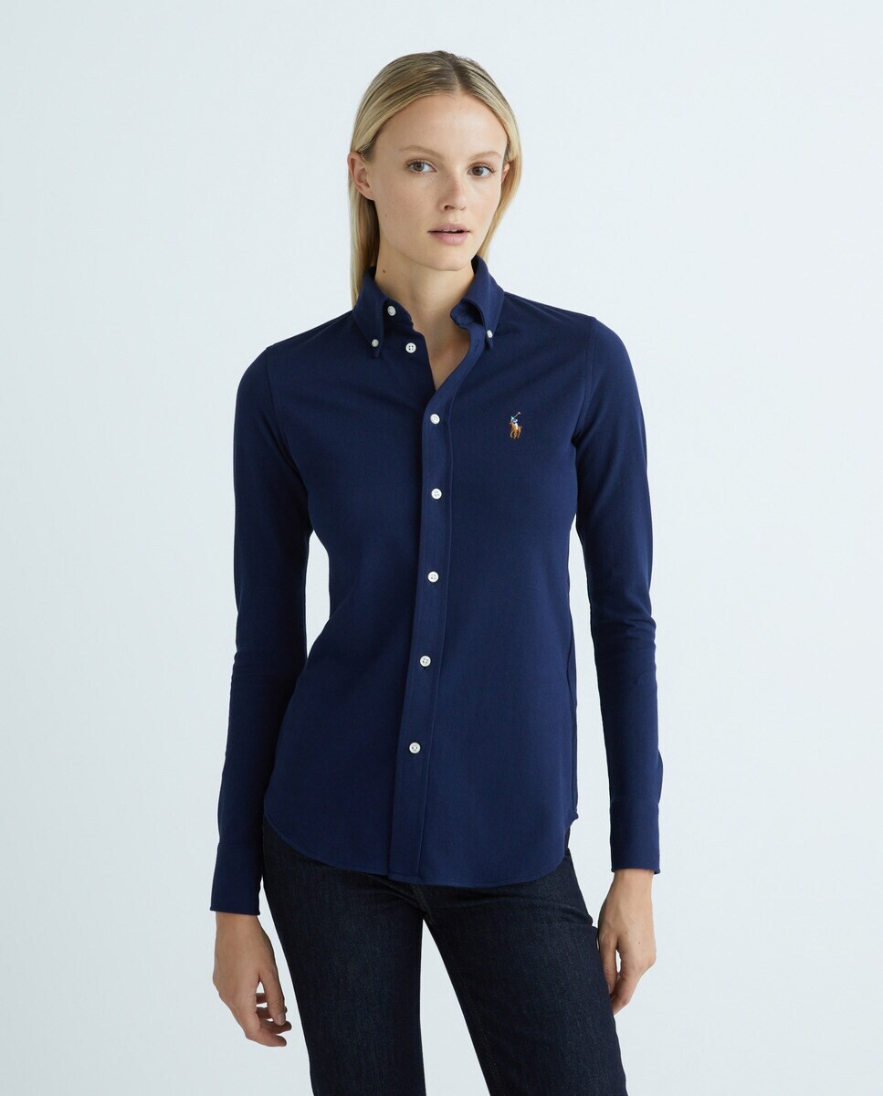 

Женская рубашка Оксфорд из хлопковой ткани Polo Ralph Lauren, синий