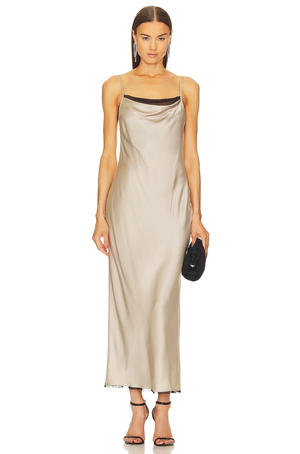 

Платье миди Bec + Bridge Helena Silk Strappy, цвет Oyster & Black