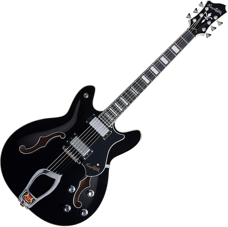 цена Электрогитара Hagstrom Viking Semi-Hollow Body Electric Guitar - Black