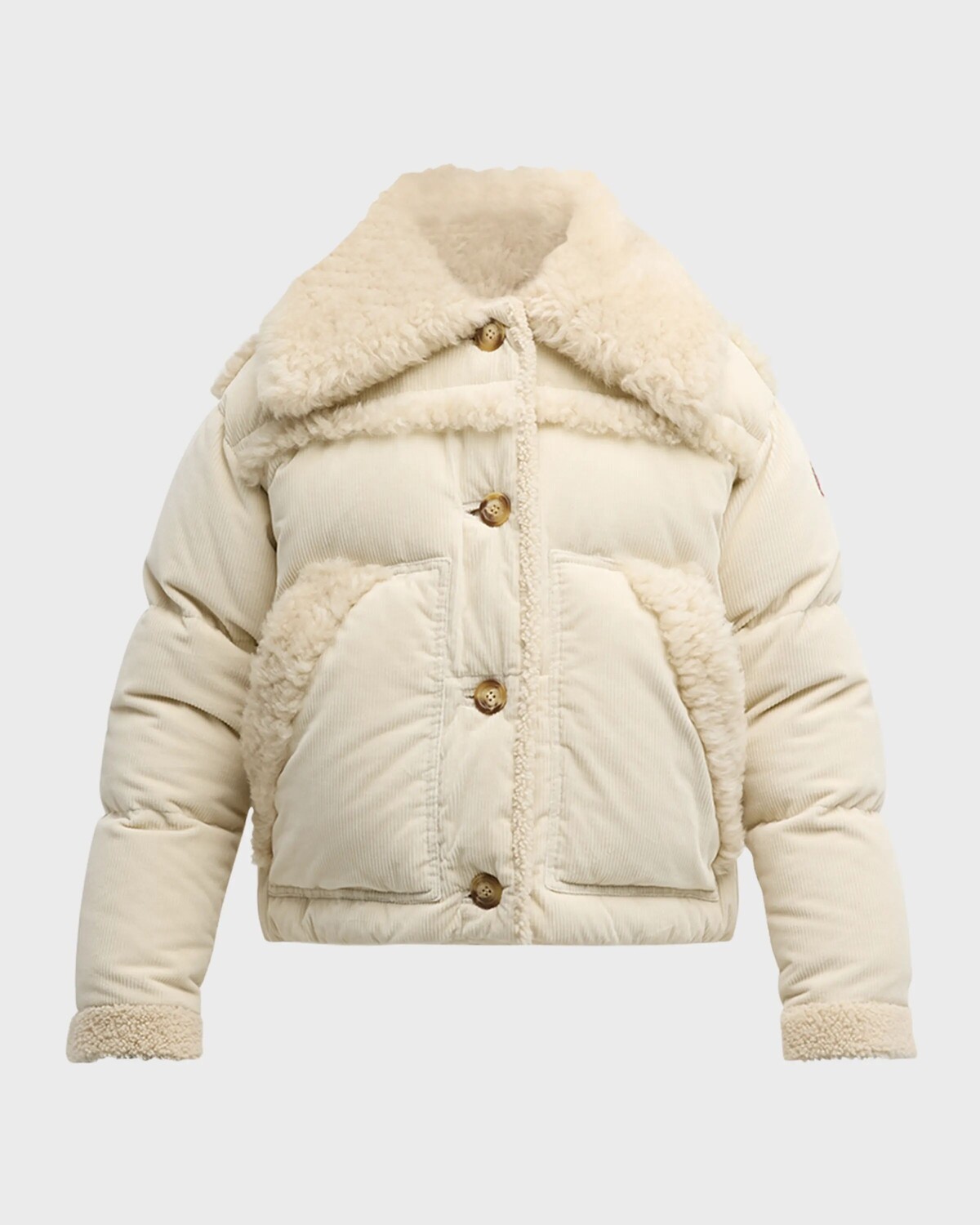 

Вельветовая куртка-пуховик Caleu с отделкой из овчины Moncler Grenoble, белый