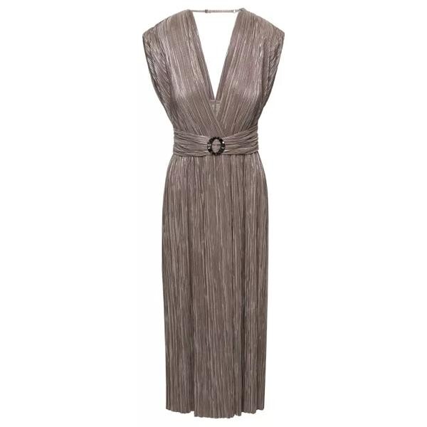 

Платье liliana' midi beige pleated belted dress in metall Sabina Musayev, коричневый