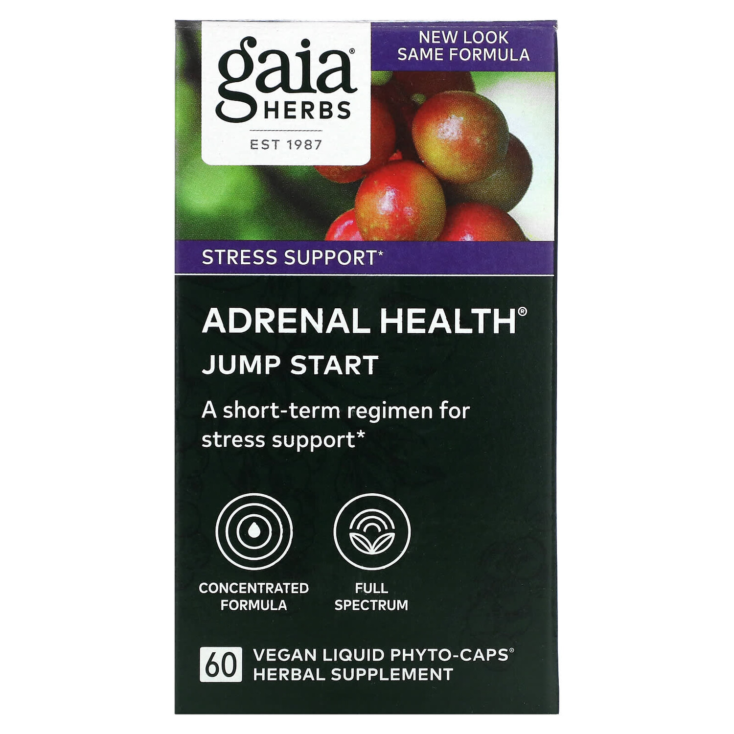 

Adrenal Health, Jump Start, 60 веганских фитокапсул с жидкостью, Gaia Herbs