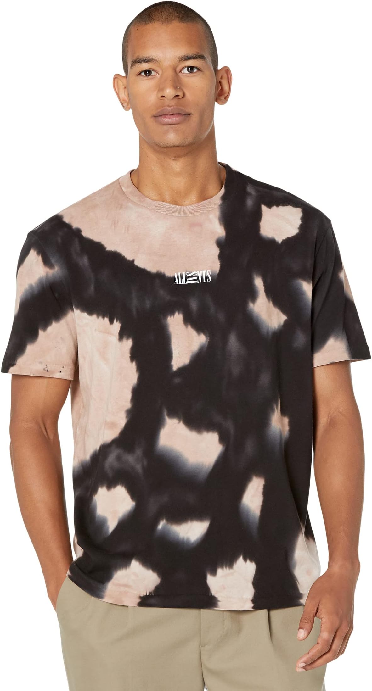 

Футболка AllSaints Nova Short Sleeve Crew, цвет Washed Black/Dusty Pink