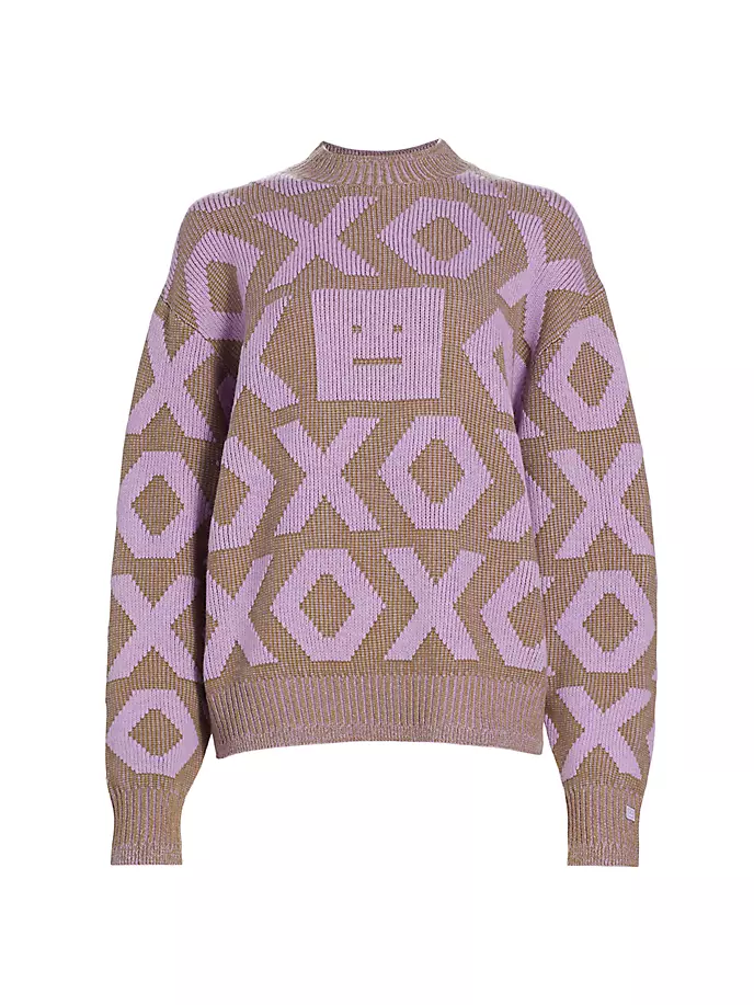 

Шерстяно-хлопковый свитер Kozu XOXO Acne Studios, фиолетовый
