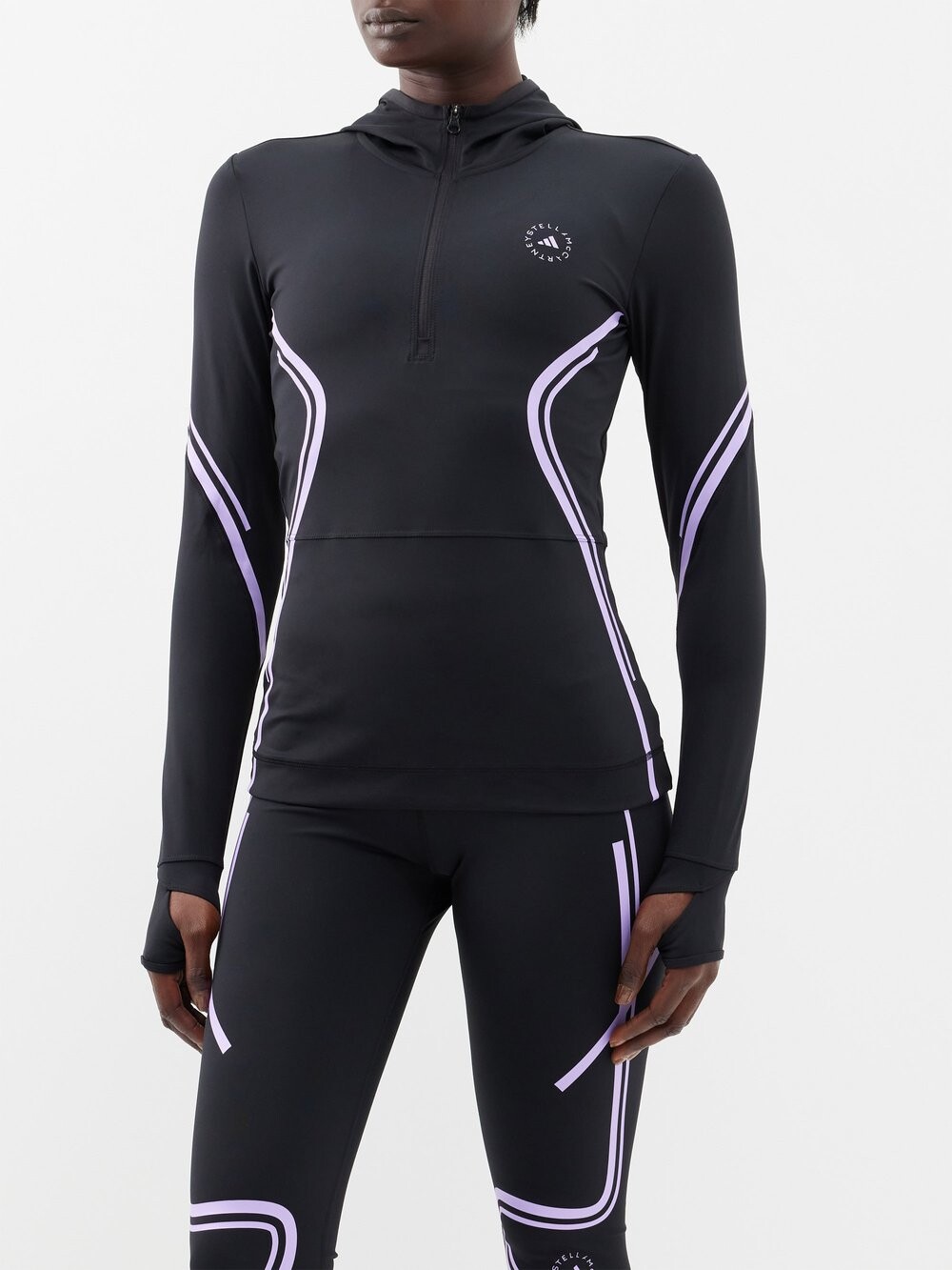 

Куртка truepace из переработанного джерси с капюшоном Adidas By Stella McCartney, черный