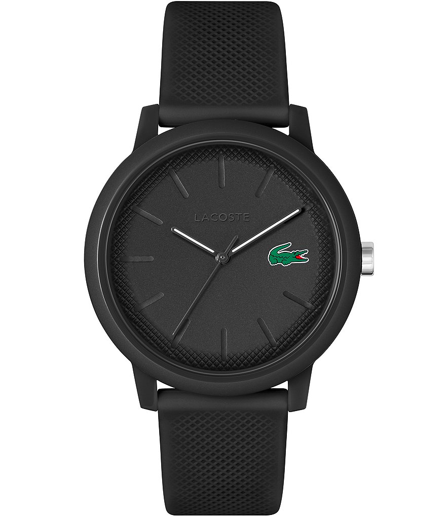 цена Мужские кварцевые аналоговые черные силиконовые часы Lacoste 12.12, черный