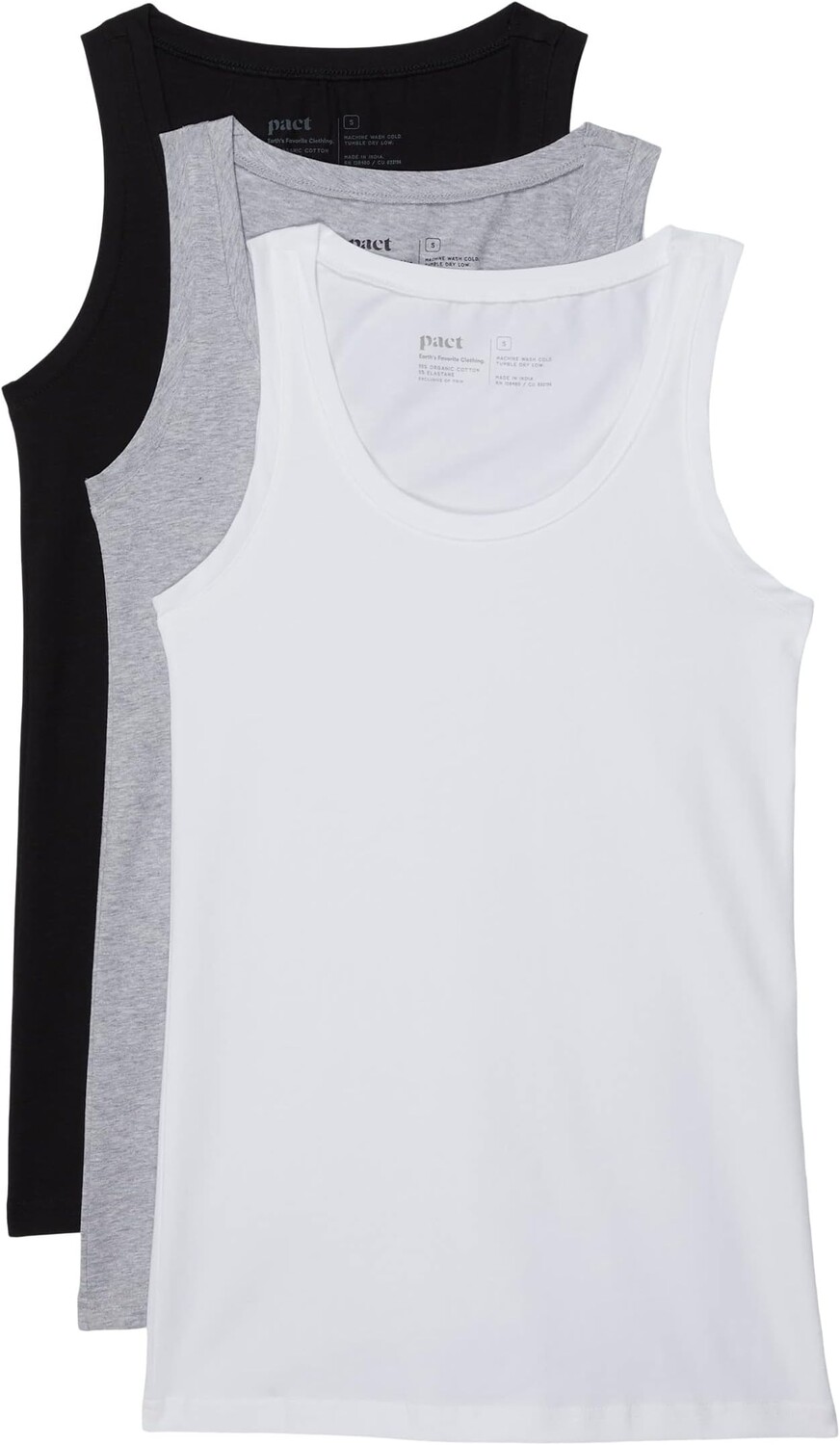 

Майка Stretch-Fit Tank 3-Pack PACT, цвет Heather Basics