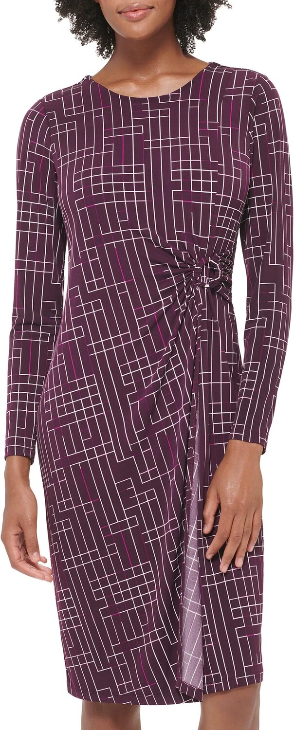 

Платье из искусственного запаха с принтом и фурнитурой Calvin Klein, цвет Aubergine/Multi
