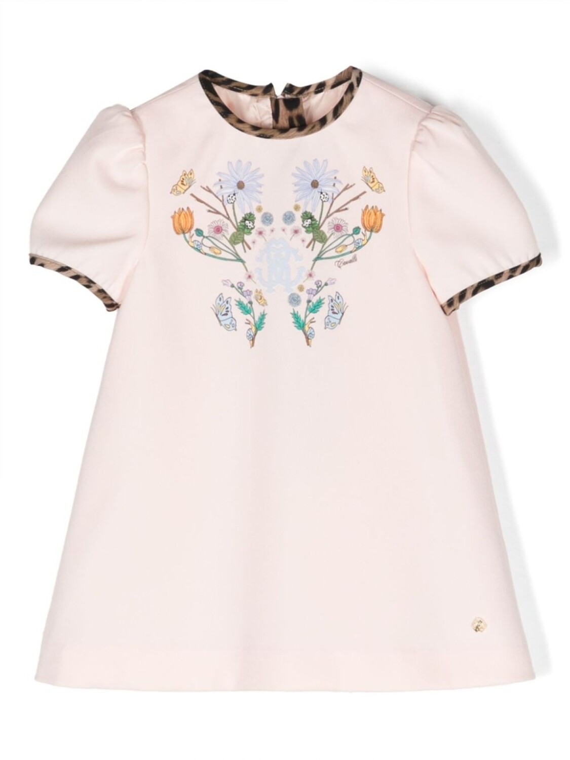 

Платье с цветочным принтом и леопардовой отделкой Roberto Cavalli Junior, белый