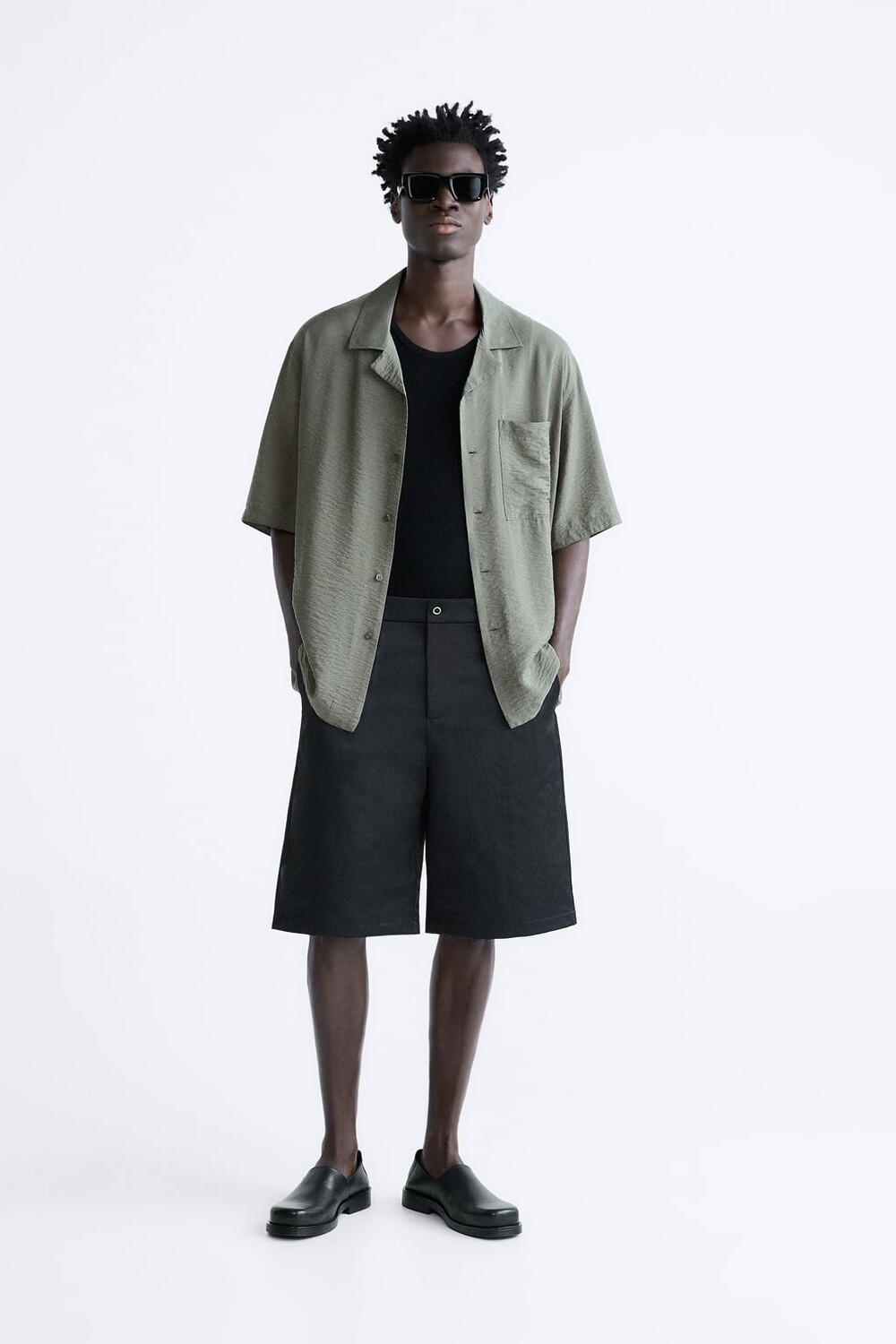

Текстурированная рубашка ZARA, хаки