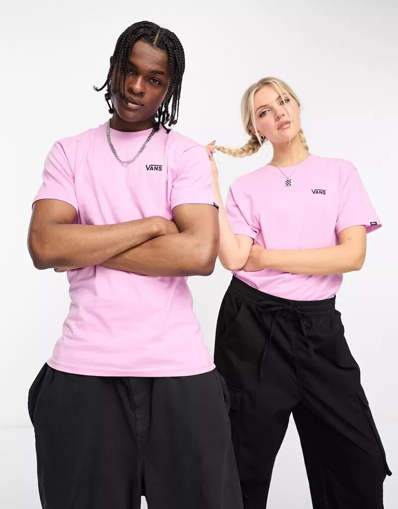 

Розовая футболка унисекс с логотипом Vans Left Chest Logo