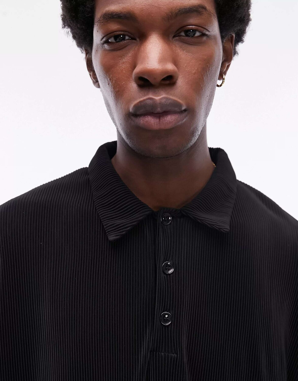 

Черное поло оверсайз плиссе Topman, Черный