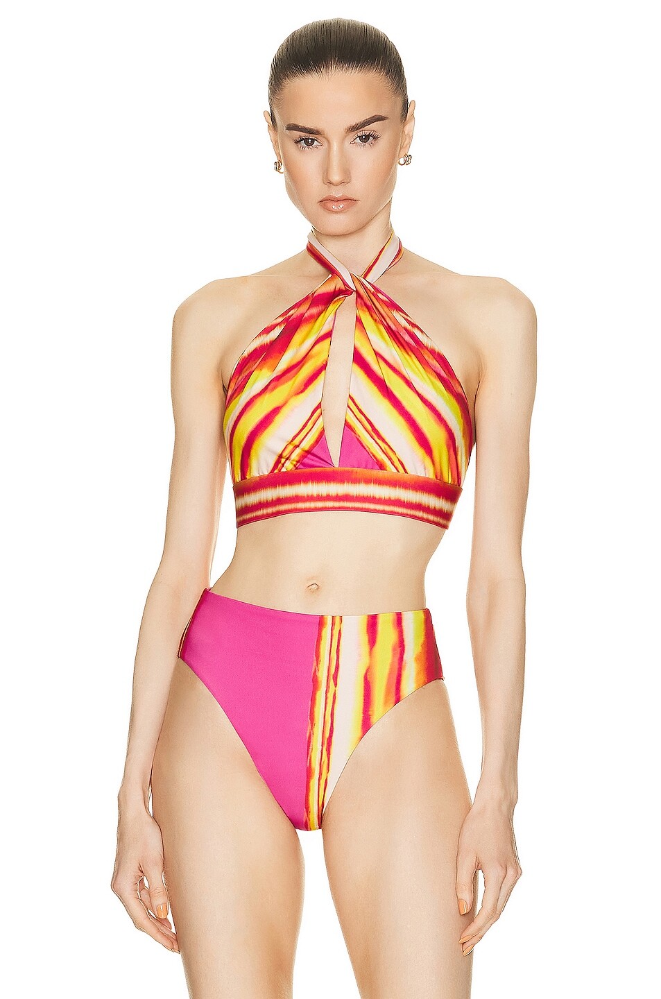 

Топ бикини Silvia Tcherassi Pipa, цвет Fuchsia Lime Stripes