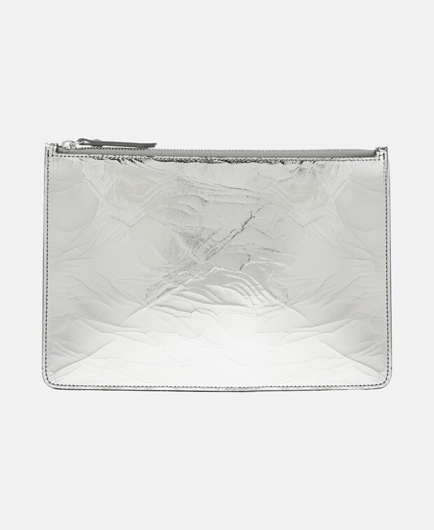 

Кожаный клатч Maison Margiela, серебряный